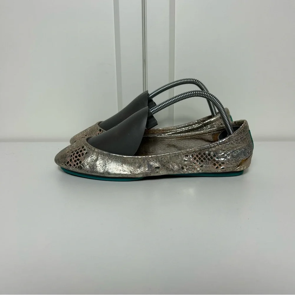 Tieks romantic blush Metallic silver Ballet Flats